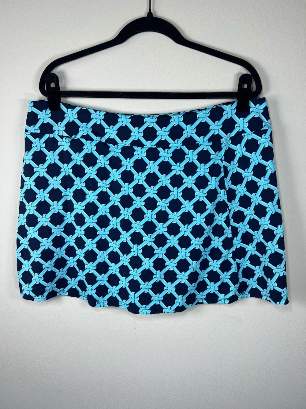 Lulu-B Skort Turquoise & Blue Rope Knots Print Pockets Resort Golf Pickleball XL